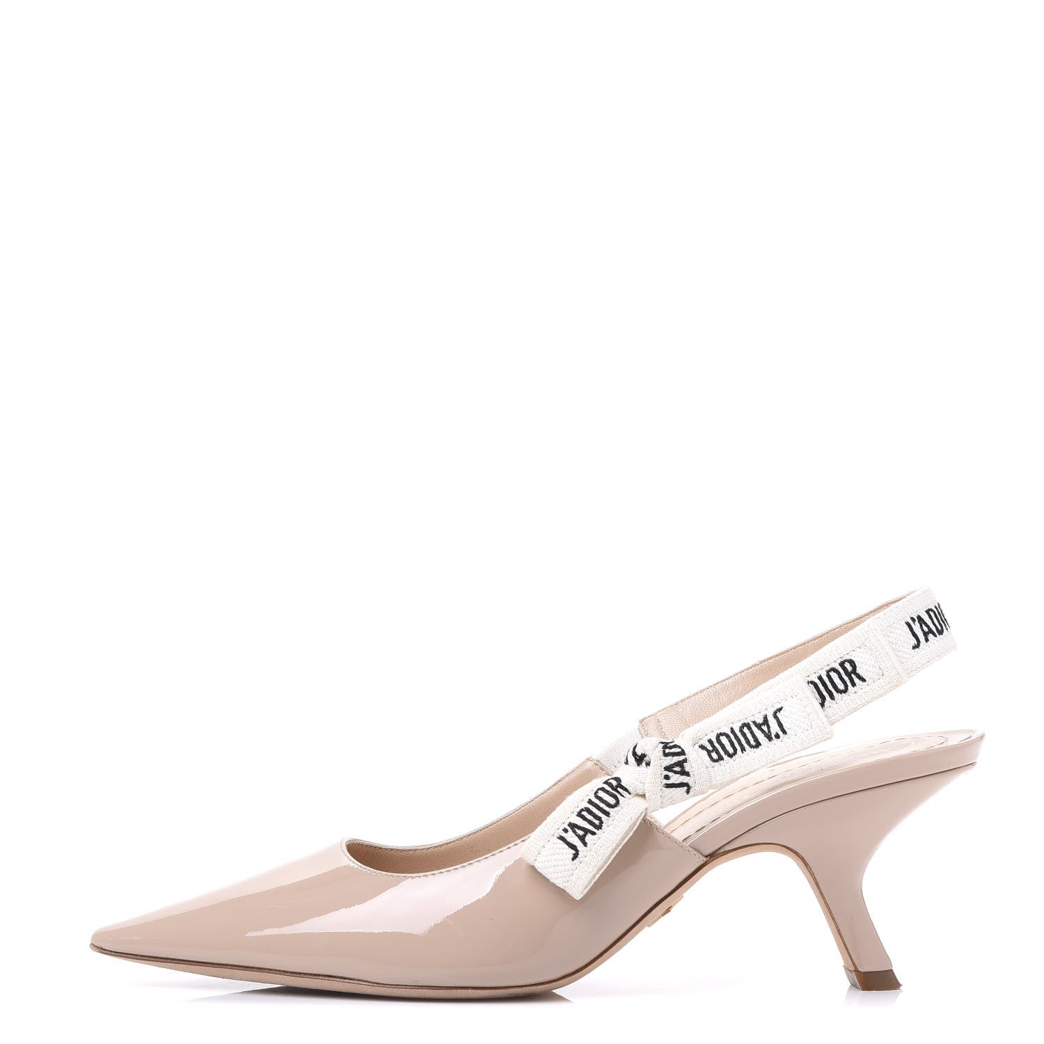 Christian Dior Patent Ribbon J'Adior Slingback 65mm Pumps 37.5 Nude 1 of 9