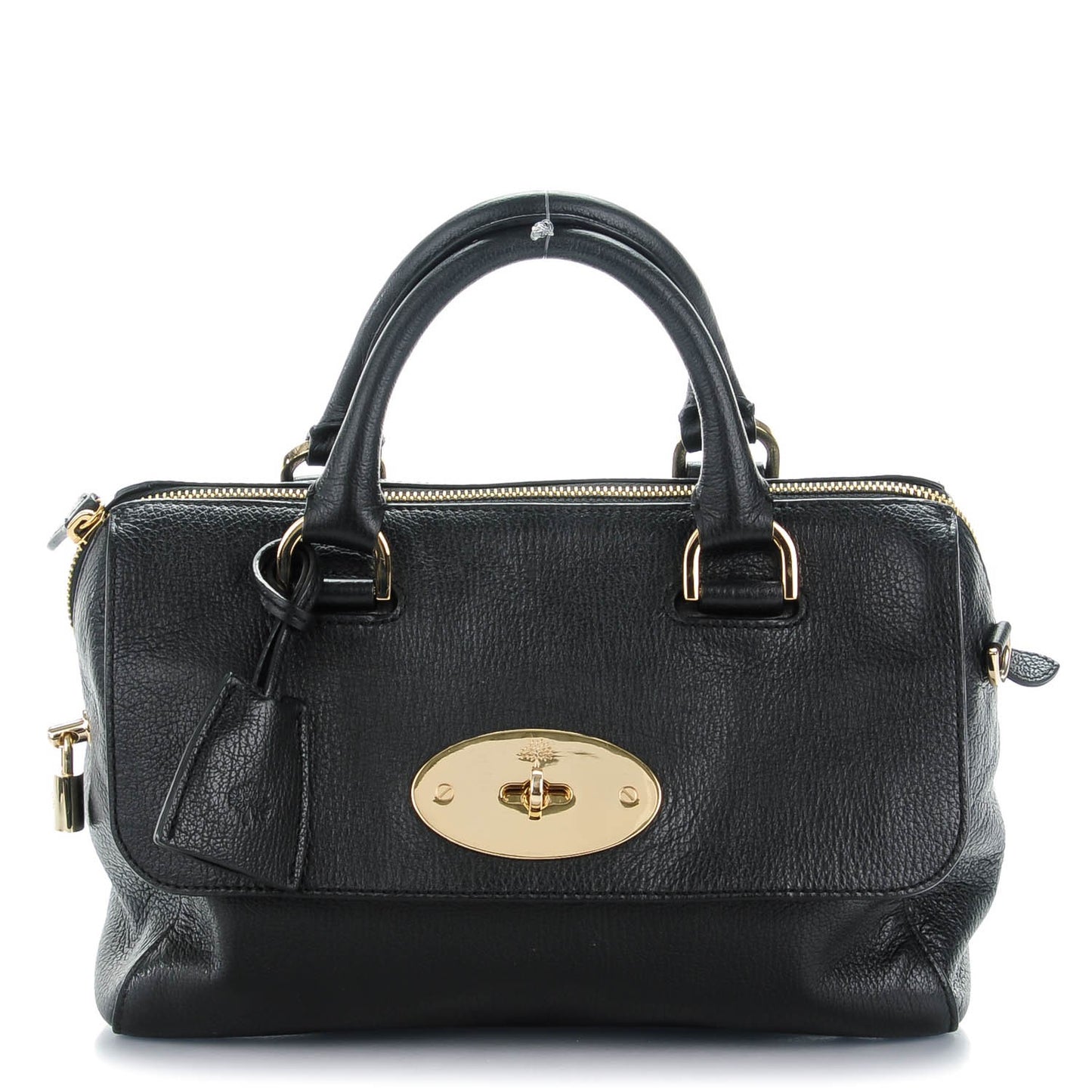 Glossy Goatskin Small Del Rey Satchel Black