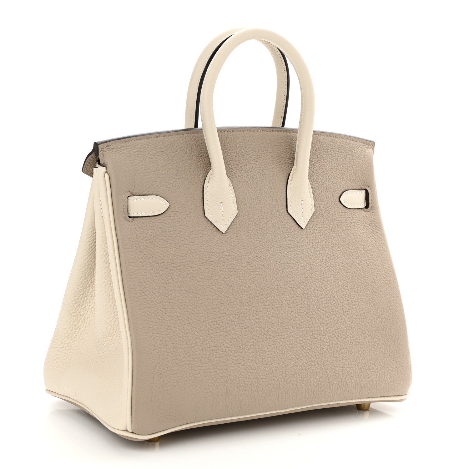 Hermes Togo Horseshoe Birkin 25 Gris Tourterelle Craie 3 of 10