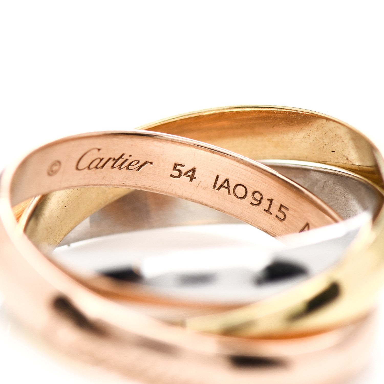 Cartier 18K Pink Yellow White Gold Classic Trinity Ring 54 6.75 4 of 5