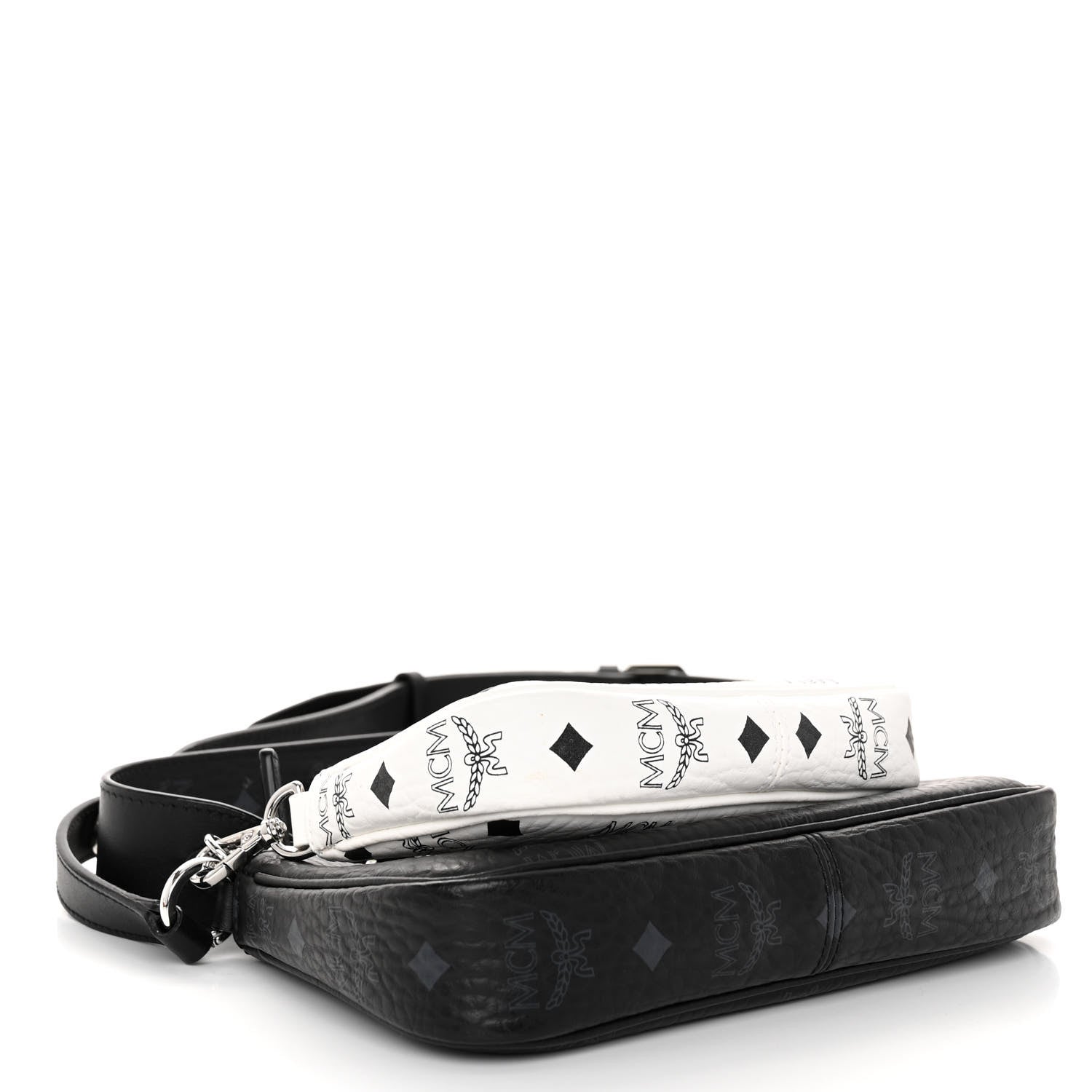 MCM Visetos Aren Essential Multi Pochette Black White Cognac 5 of 10