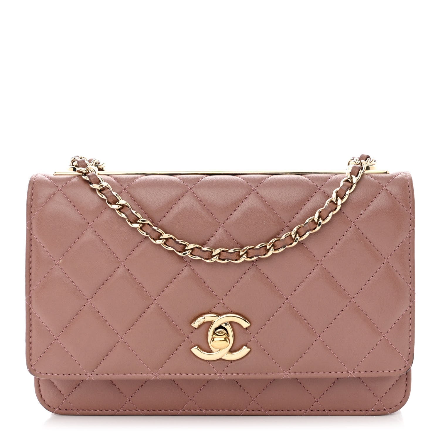 Chanel Lambskin Quilted Trendy CC Wallet On Chain WOC Nude 1 of 14