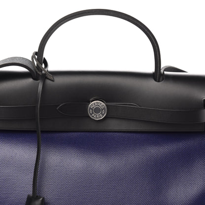 Hermes Toile H Berline Vache Hunter Herbag Zip PM 31 Bleu Encre Black 12 of 13