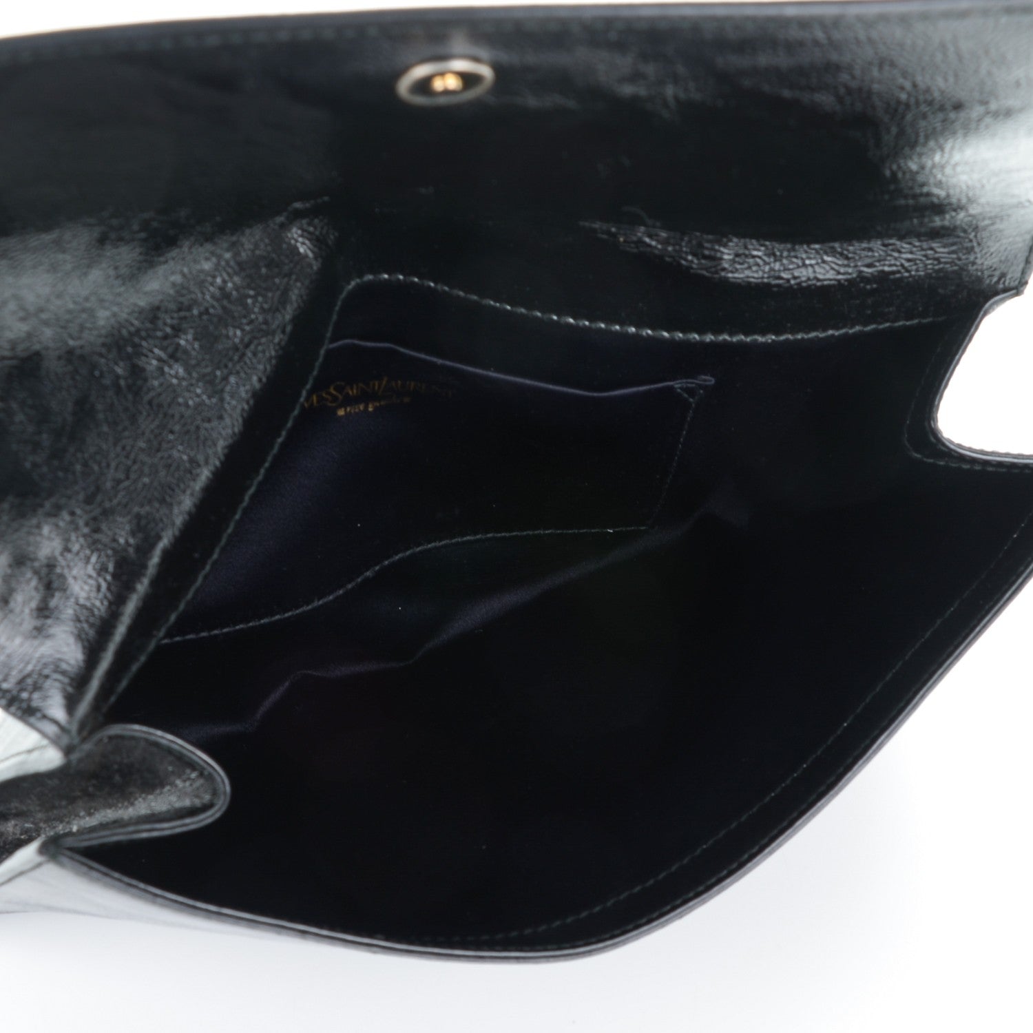 Saint Laurent Textured Patent Monogram Large Belle De Jour Clutch Black 5 of 7