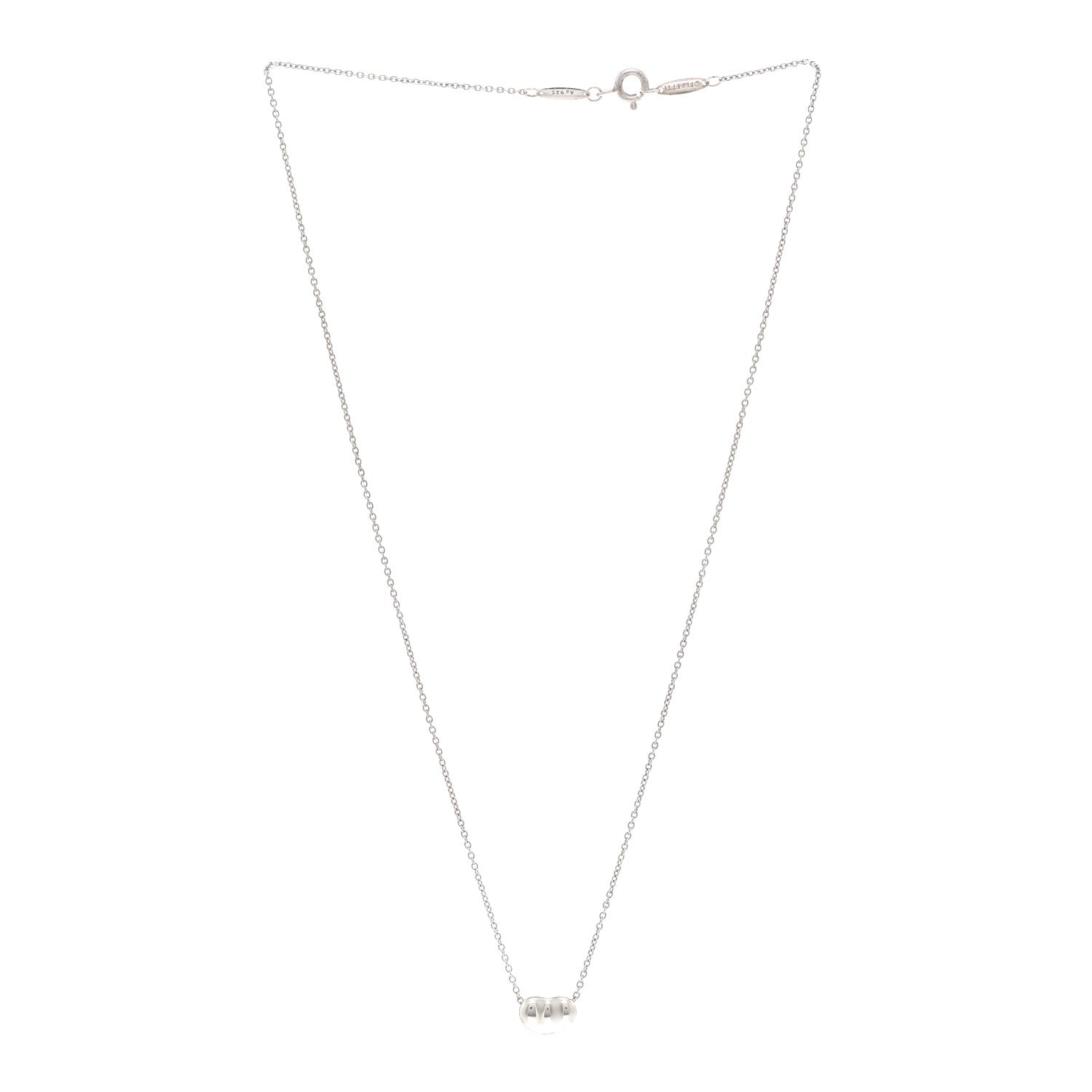 Tiffany Sterling Silver 9mm Elsa Peretti Bean Pendant Necklace 3 of 4