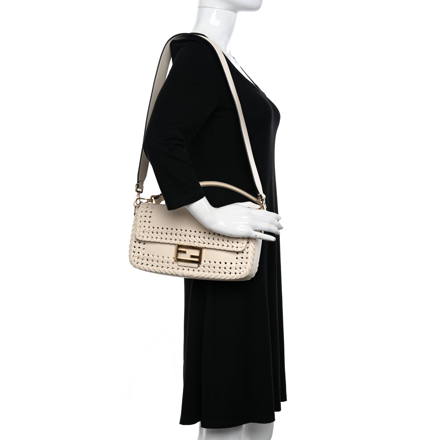 Vitello King Ceylon Woven Baguette White Ice