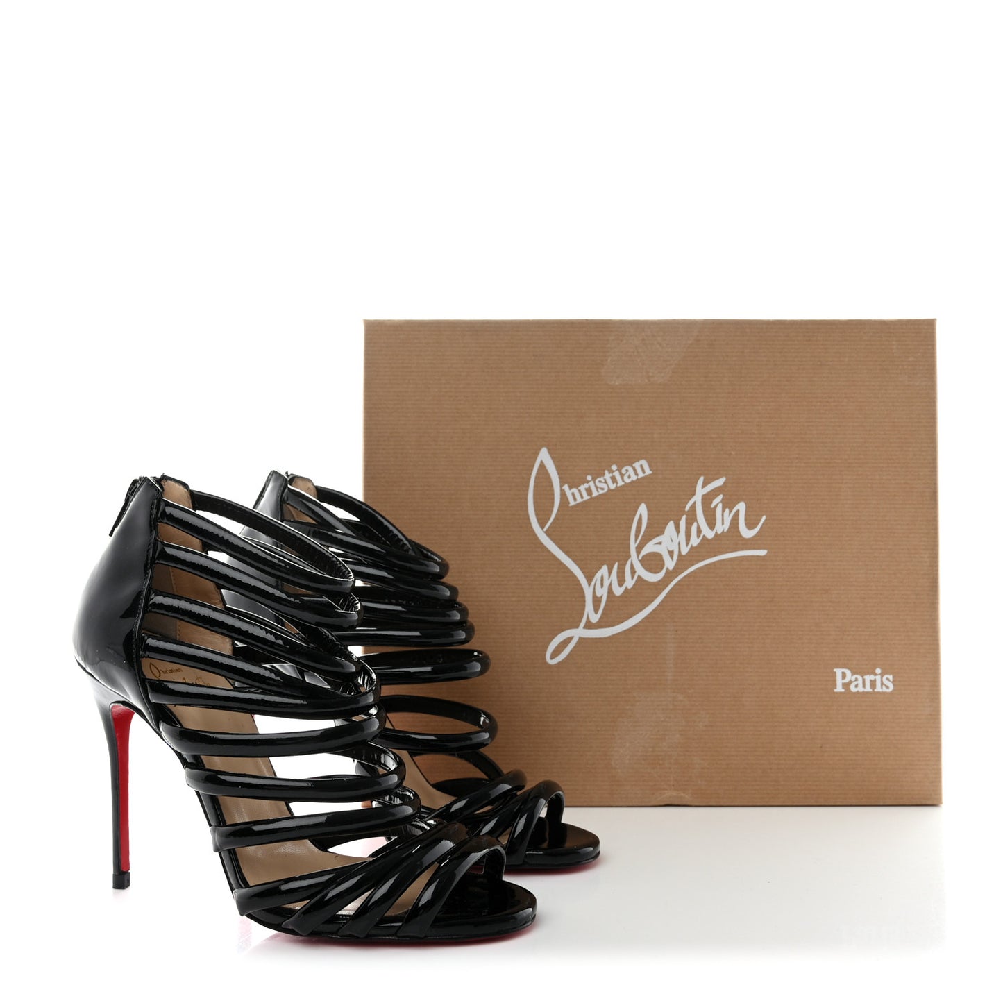 Patent Calfskin Macala 100 Cage Sandals 36.5 Black