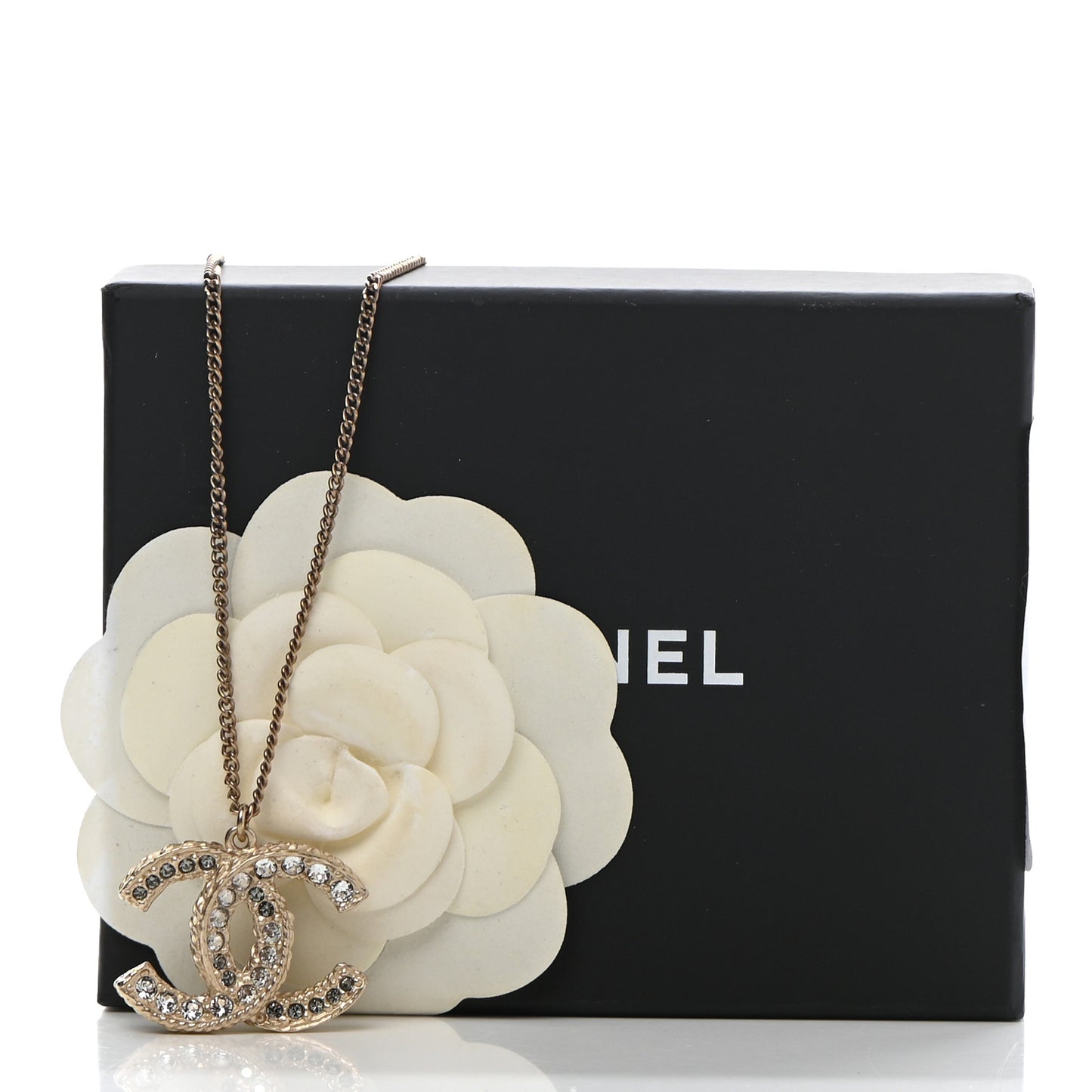 Crystal Enamel CC Reversible Pendant Necklace Gold