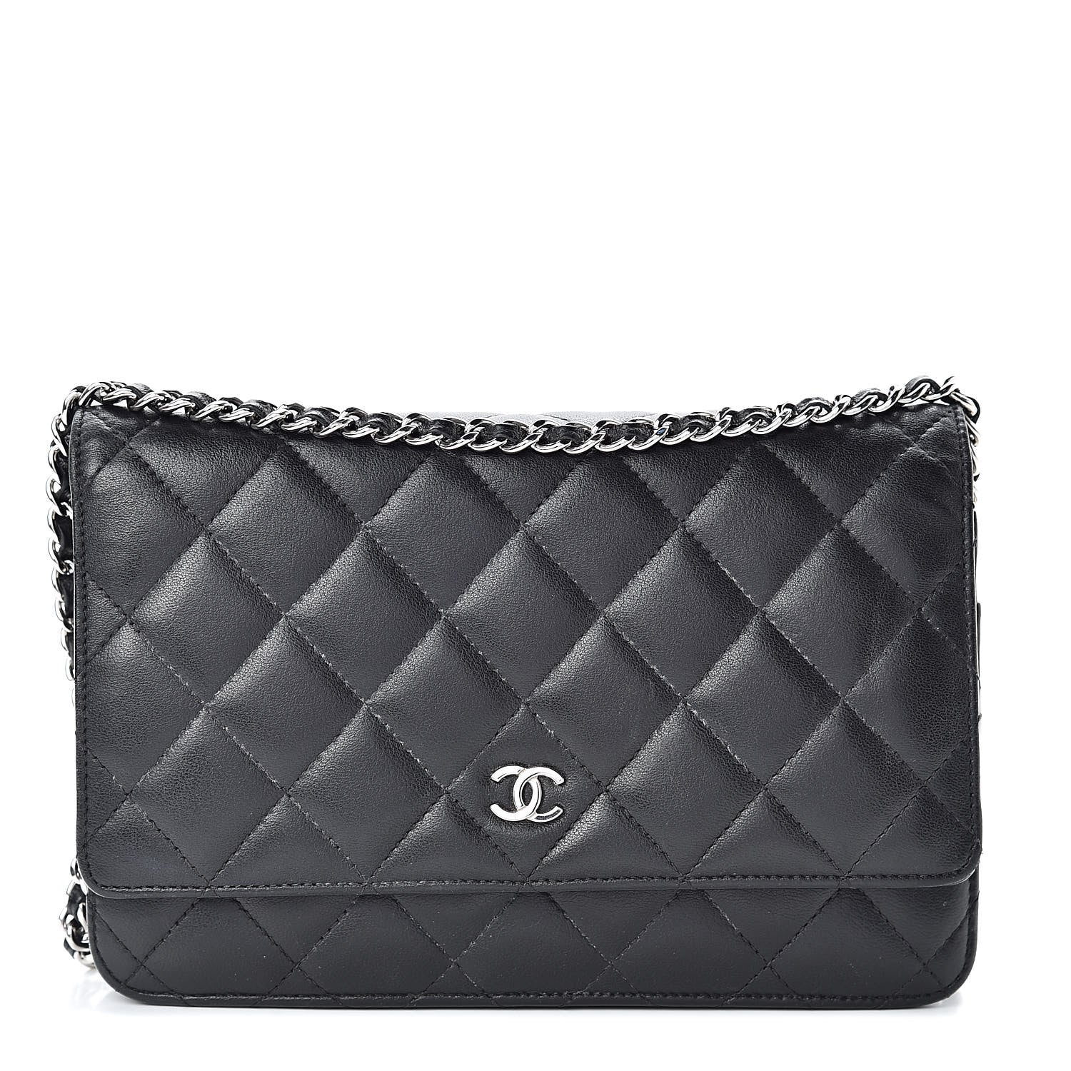 Chanel Lambskin Quilted Wallet On Chain WOC Black 1 of 15
