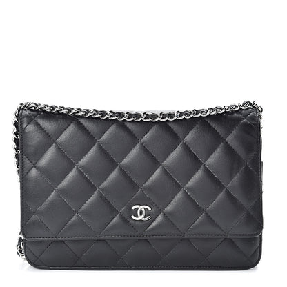 Chanel Lambskin Quilted Wallet On Chain WOC Black 1 of 15