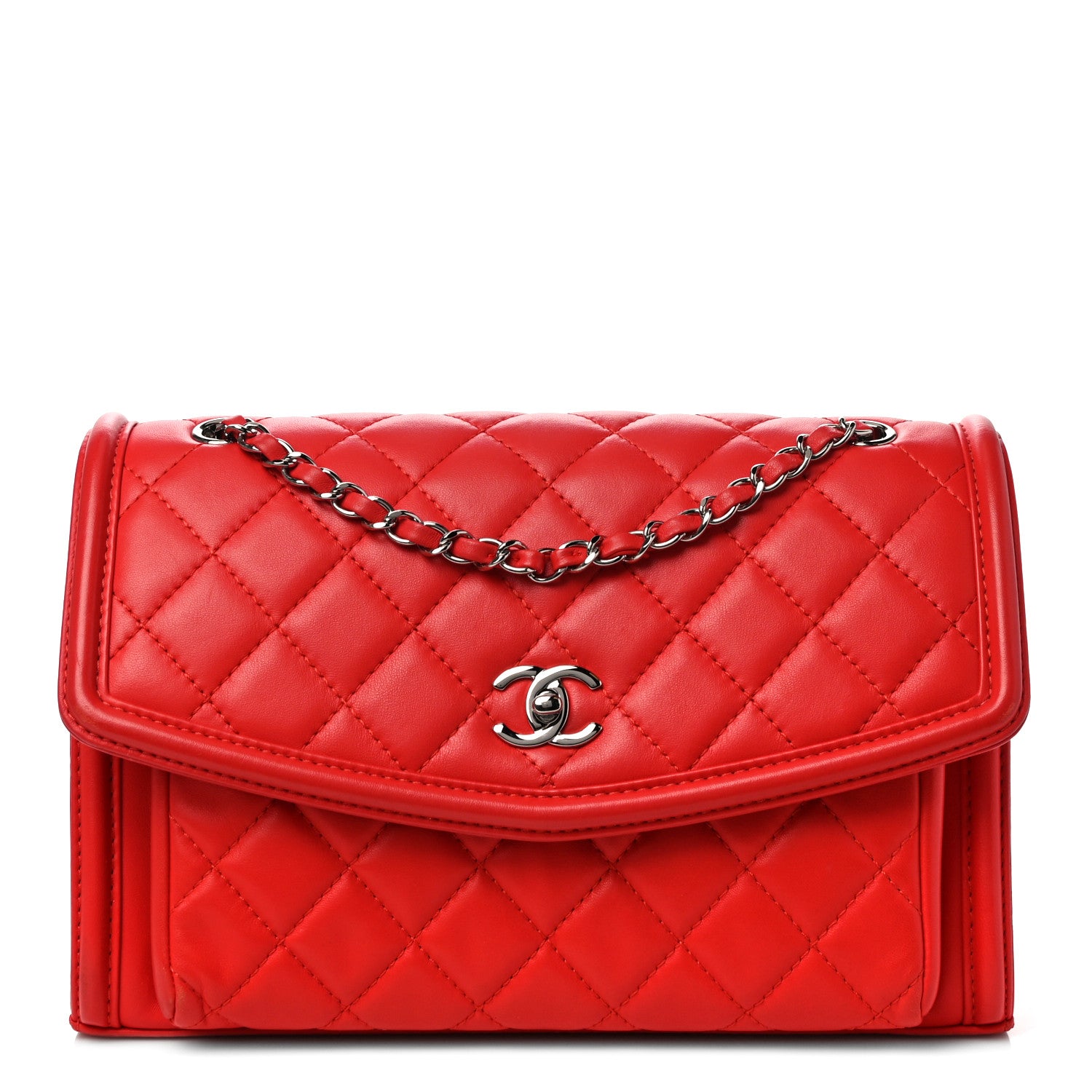Chanel Lambskin Quilted Large Geometric Flap Red 1 of 12