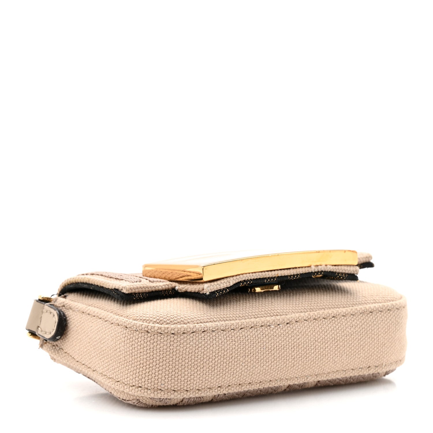 Fendi Canvas Vitello King FF Embroidered Nano Maxi Buckle Baguette Charm Nuvola 4 of 10