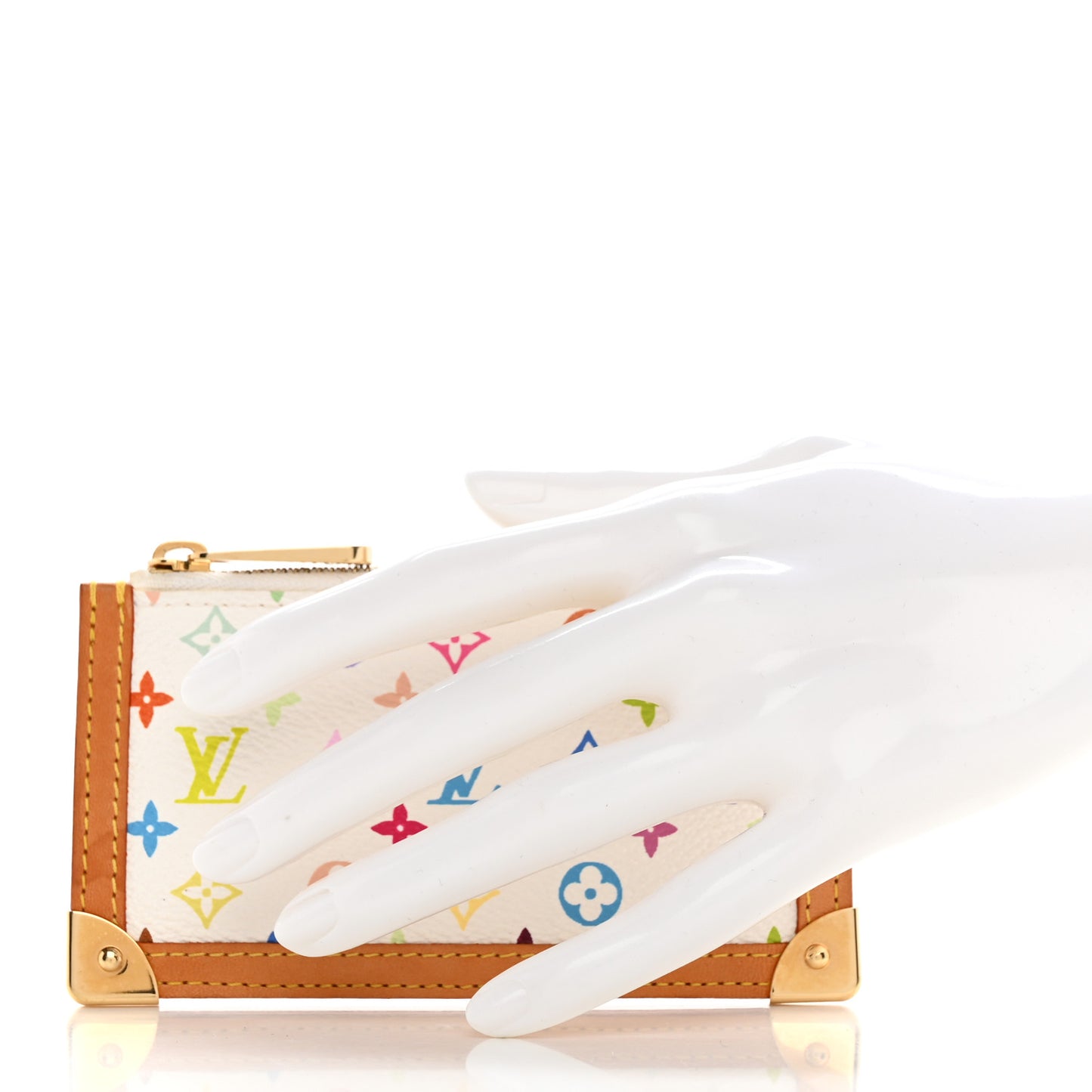 LOUIS VUITTON Monogram Multicolor Key Pouch White