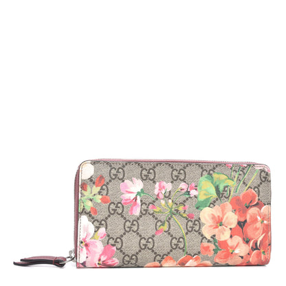 Gucci GG Supreme Monogram Blooms Zip Around Wallet Beige Multicolor Dry Rose 1 of 9