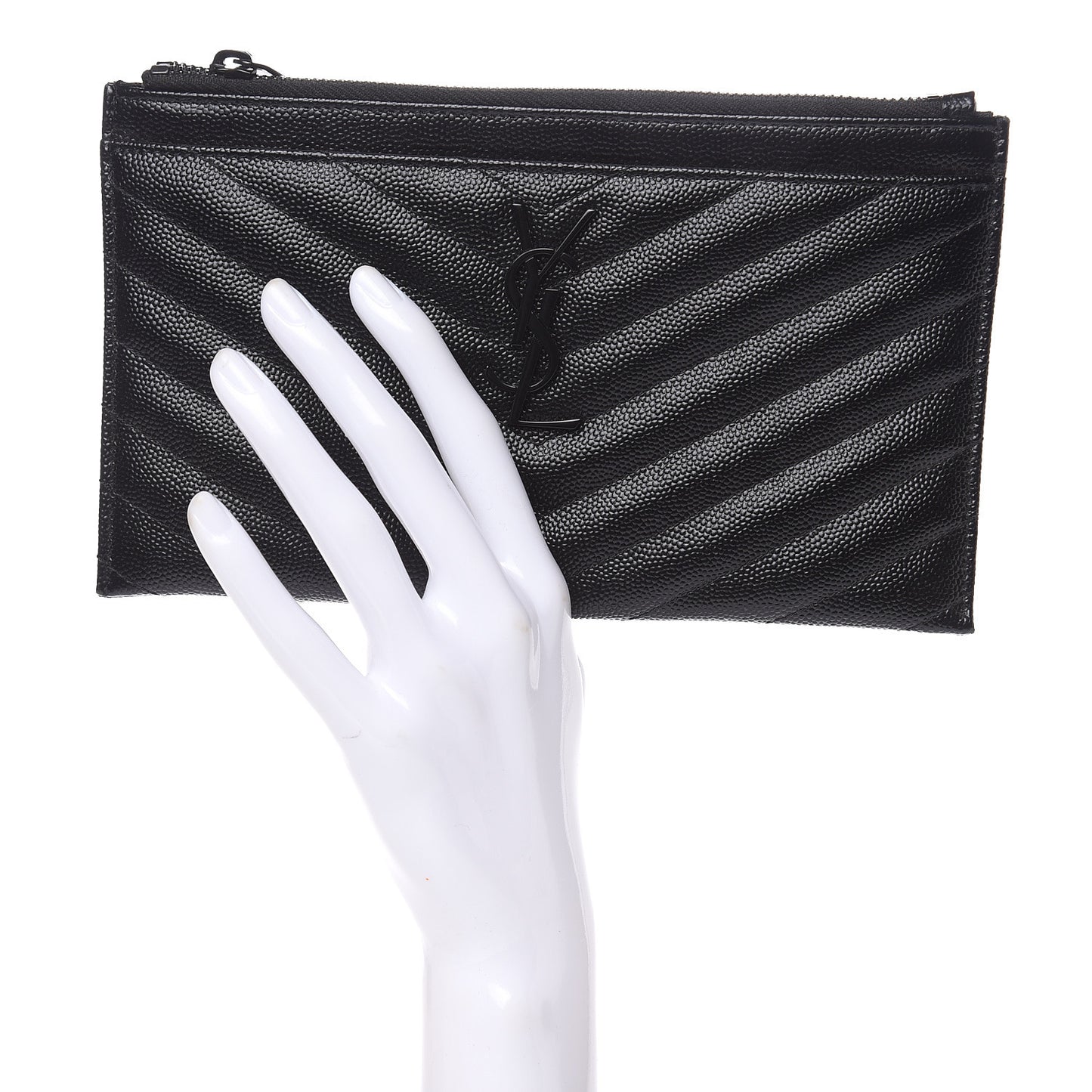 Grain De Poudre Chevron Monogram Bill Pouch Black