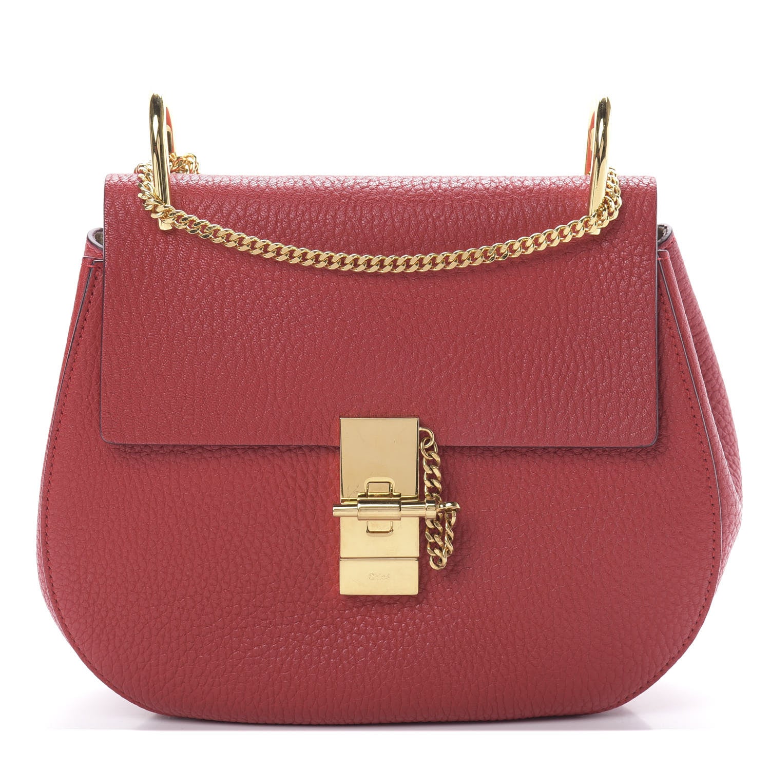 Chloe Grained Lambskin Drew Shoulder Bag Plaid Red 1 of 10