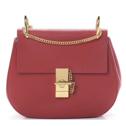 Chloe Grained Lambskin Drew Shoulder Bag Plaid Red 1 of 10
