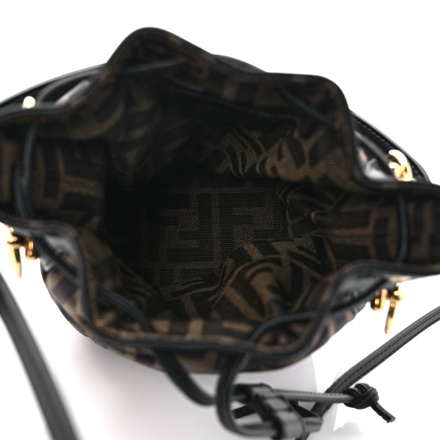 Fendi Silk Vitello King FF 1974 Quilted Mini Mon Tresor Bucket Bag Tobacco Moro 5 of 9
