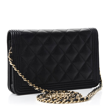 Chanel Caviar Quilted Boy Wallet On Chain WOC Black 3 of 12