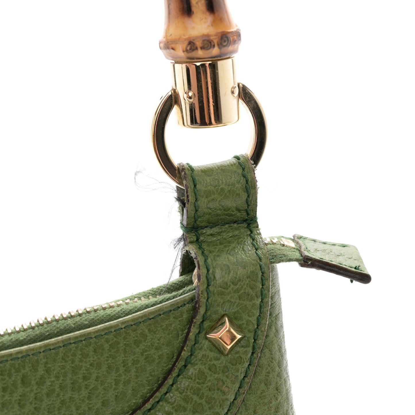 Calfskin Bamboo Anita Top Handle Bag Green