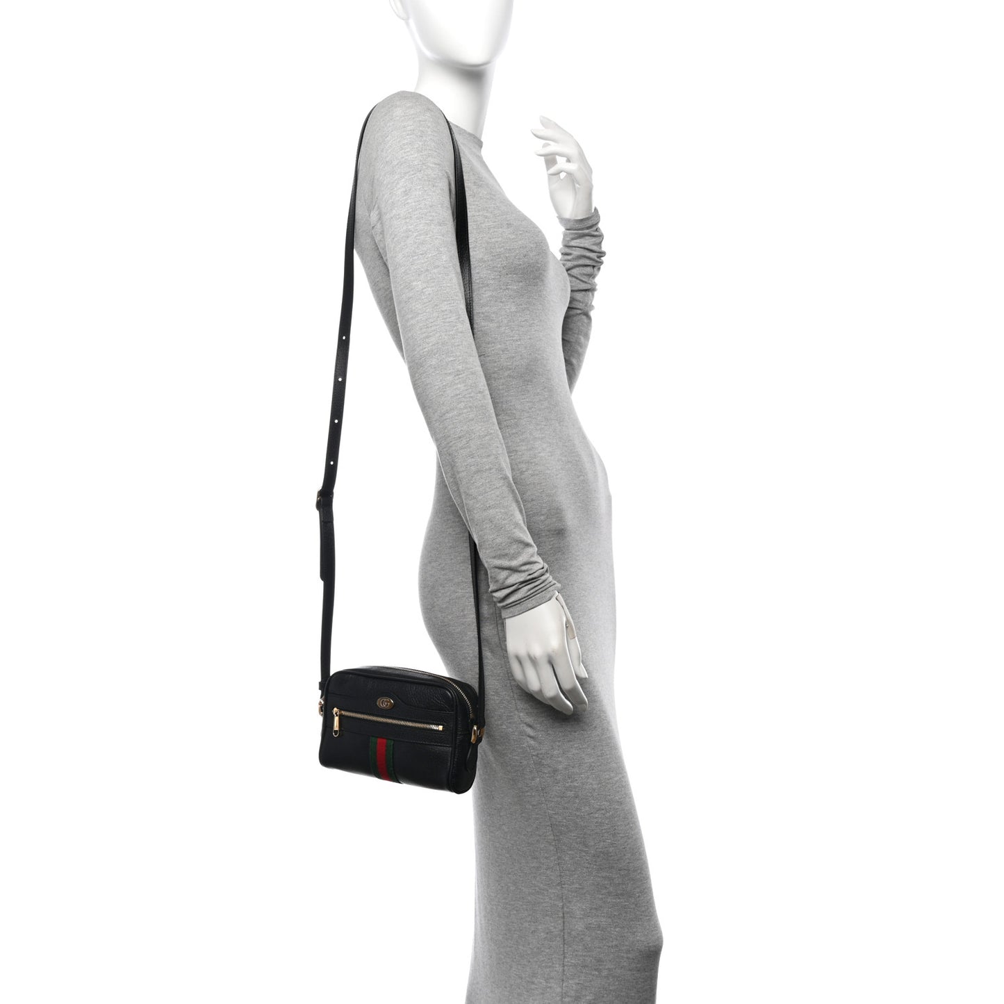 Calfskin Web Mini Ophidia Shoulder Bag Black