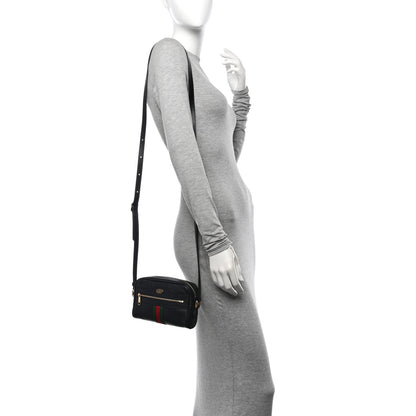 Gucci Calfskin Web Mini Ophidia Shoulder Bag Black 2 of 10