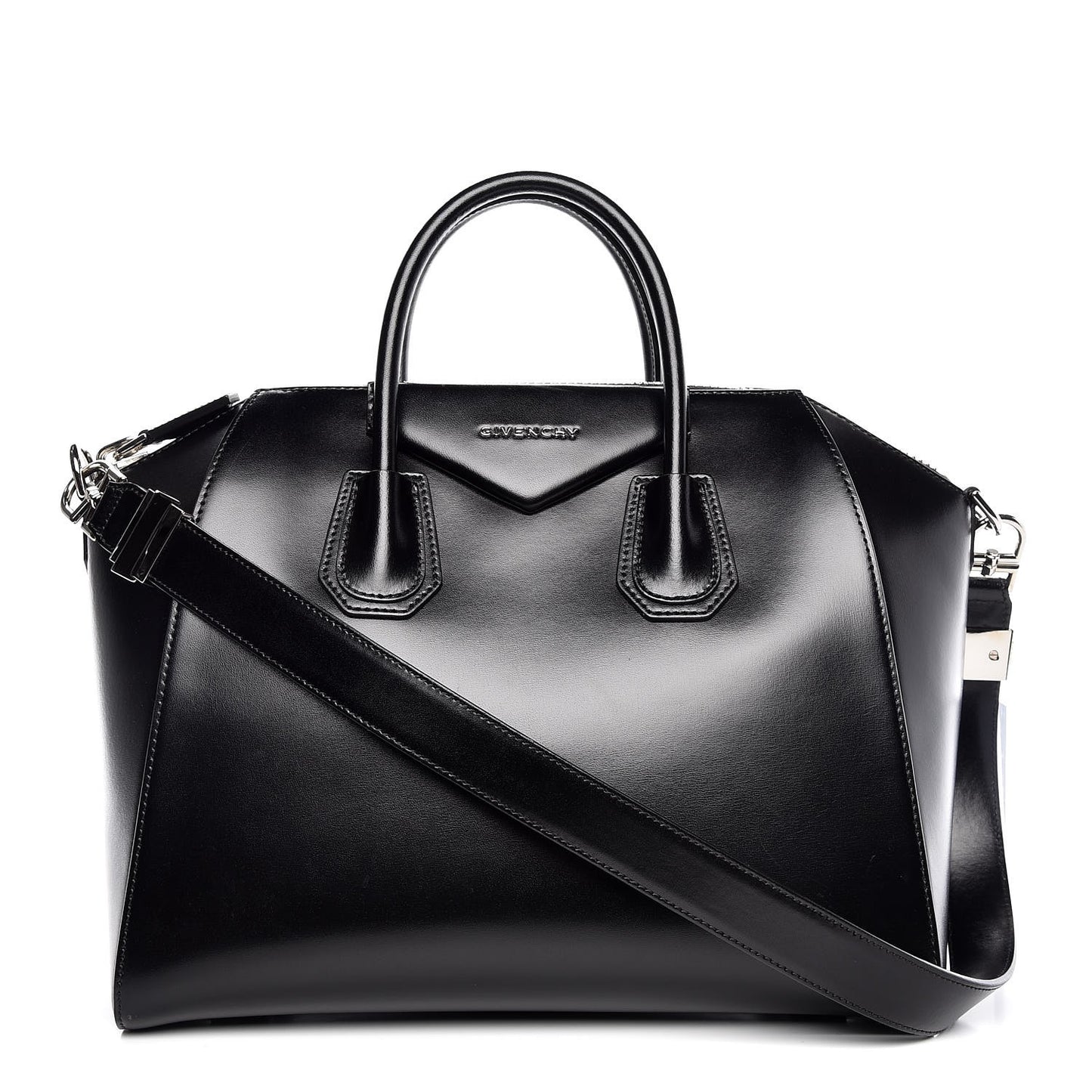 Shiny Lord Calfskin Medium Antigona Black