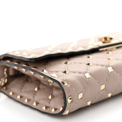Valentino Garavani Lambskin Rockstud Spike Wallet on Chain Poudre 8 of 10