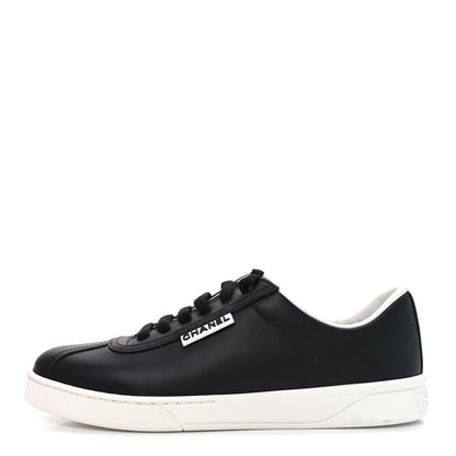 Chanel Calfskin CC Womens Sneakers 36.5 Black 1 of 8
