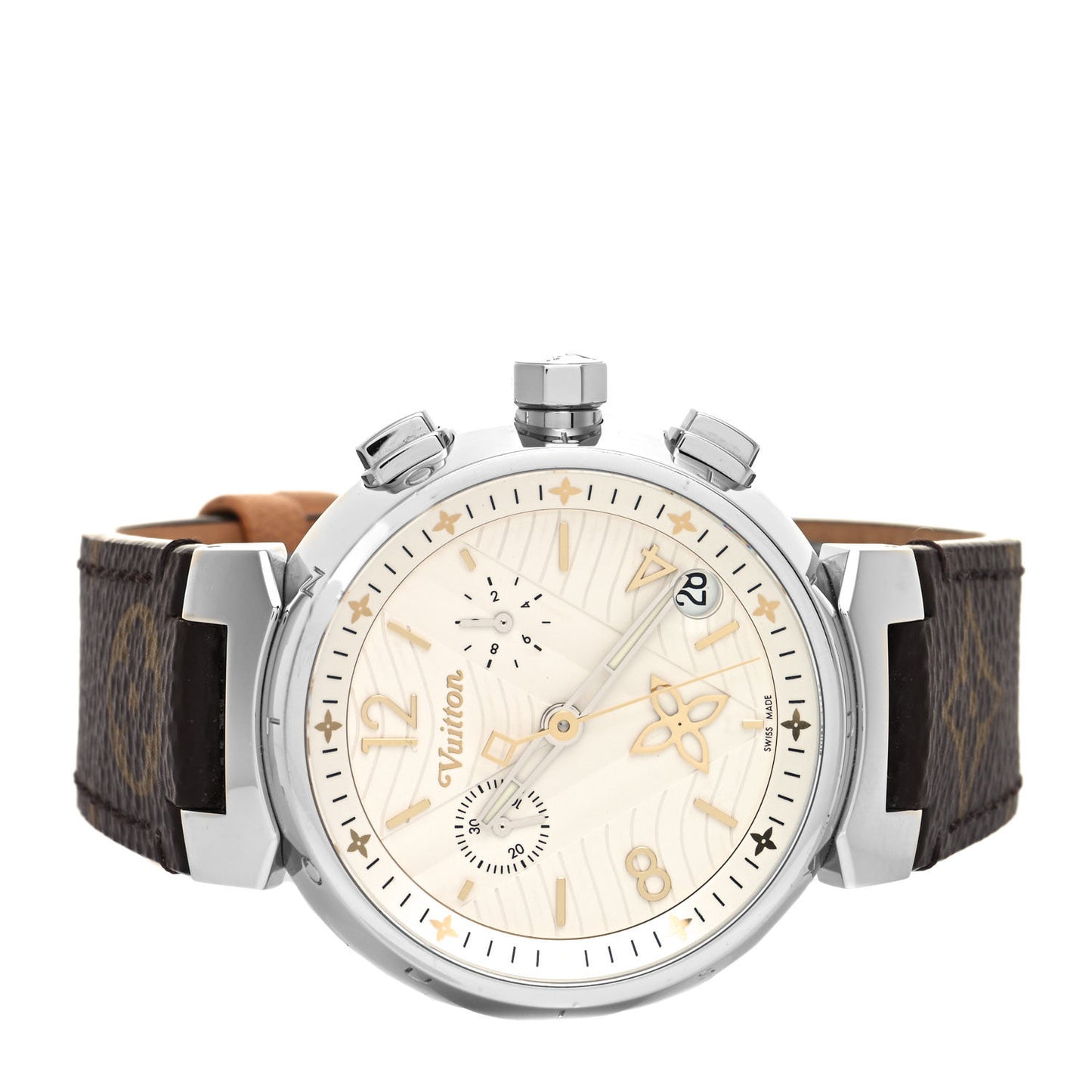 Stainless Steel Monogram 39mm Tambour New Wave Quartz Watch
