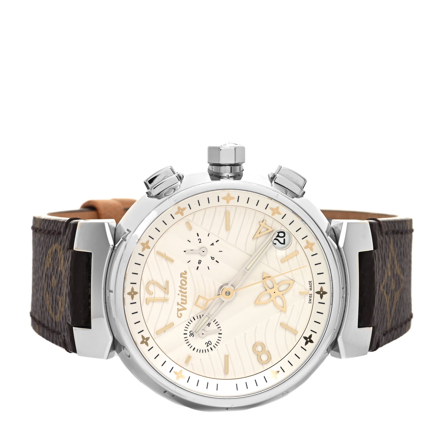 Louis Vuitton Stainless Steel Monogram 39mm Tambour New Wave Quartz Watch 2 of 5