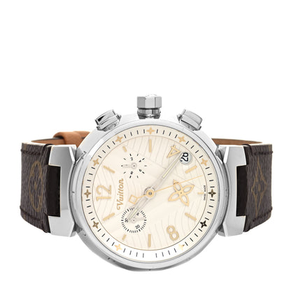 Louis Vuitton Stainless Steel Monogram 39mm Tambour New Wave Quartz Watch 2 of 5