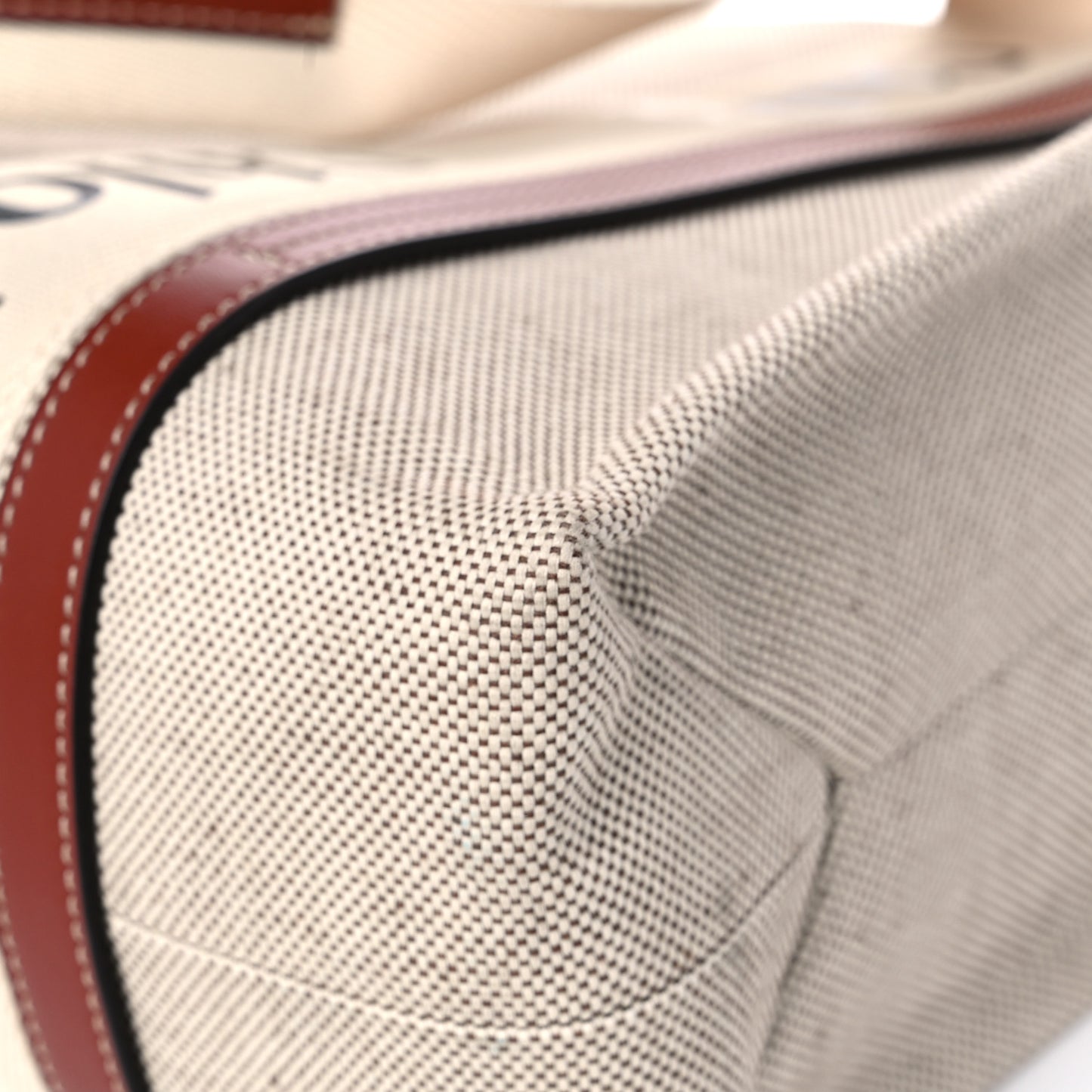 Cotton Calfskin Medium Woody Ribbon Tote White Brown