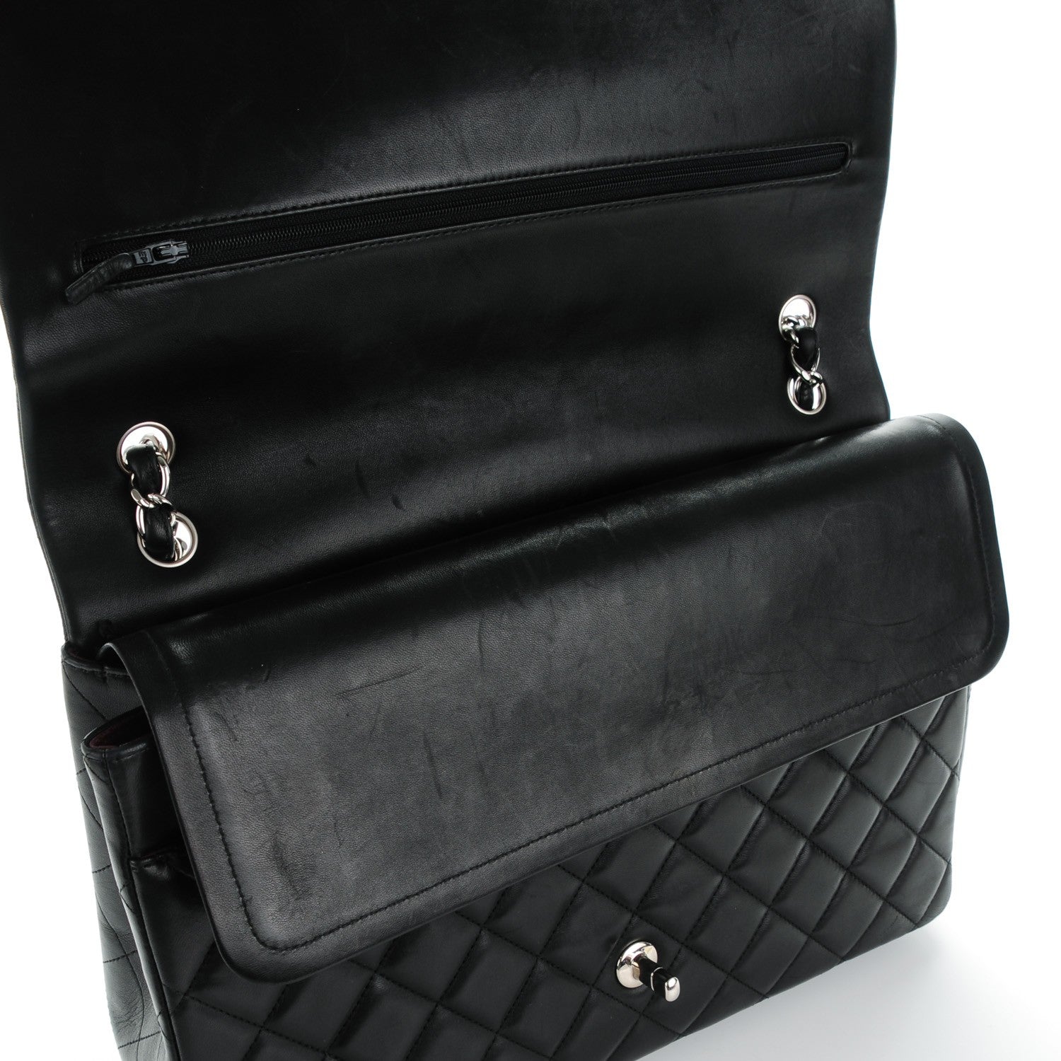 Chanel Lambskin Quilted Maxi Double Flap Black 7 of 10