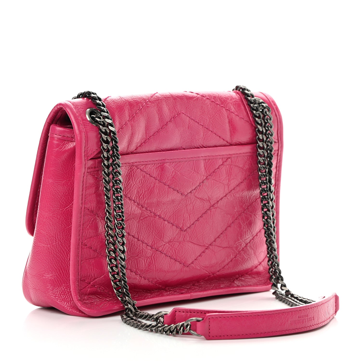 Saint Laurent Crinkled Calfskin Matelasse Monogram Baby Niki Chain Satchel Freesia 3 of 11