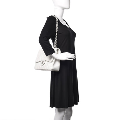 Chanel Caviar Quilted Jumbo Single Flap White 3 of 18