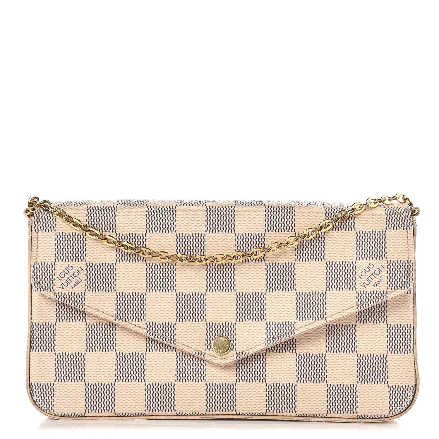 Louis Vuitton Damier Azur Pochette Felicie Chain Wallet Rose Ballerine 1 of 12