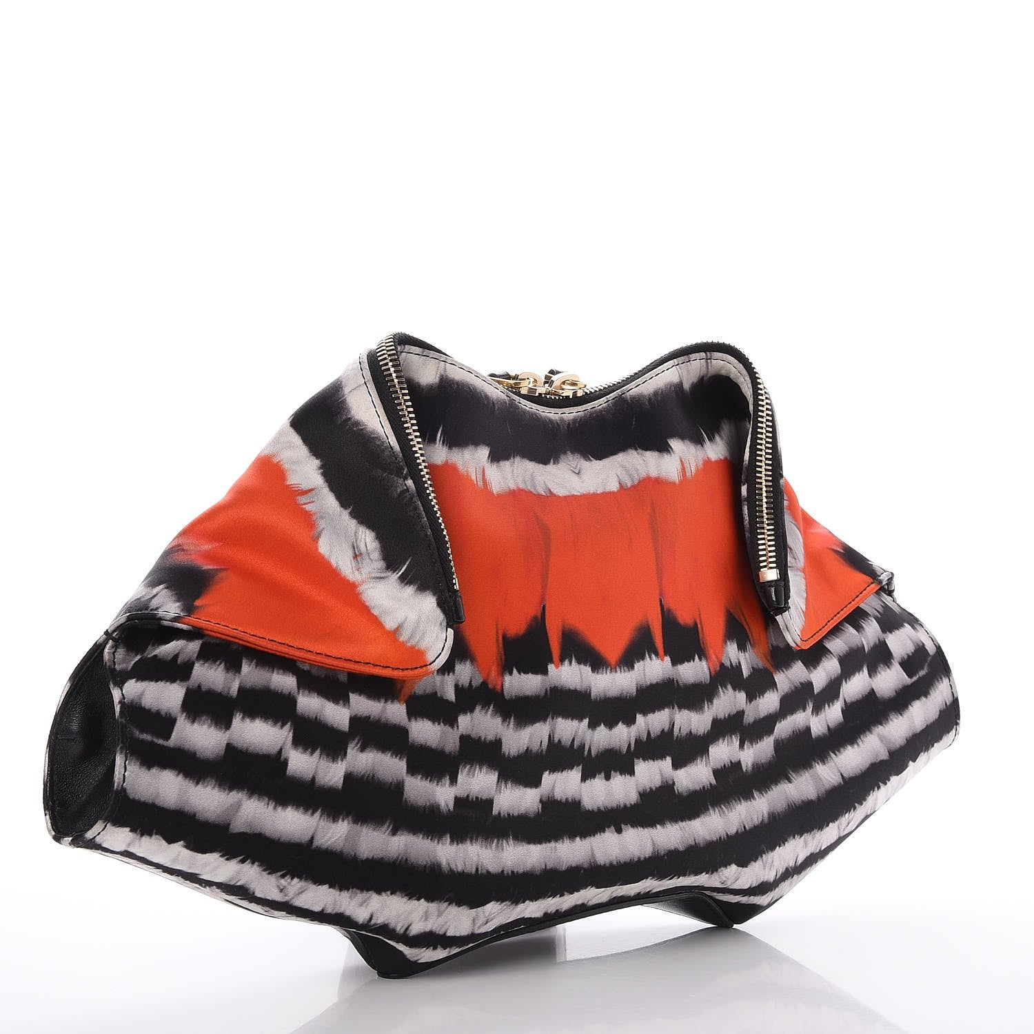 Alexander McQueen Silk Printed De Manta Clutch Red Black White 3 of 7