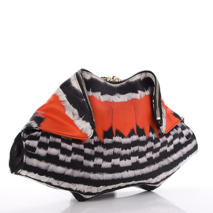 Alexander McQueen Silk Printed De Manta Clutch Red Black White 3 of 7