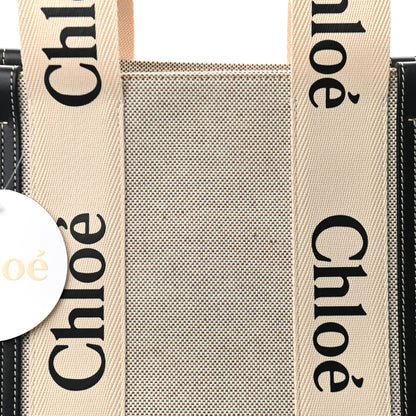 Chloe Cotton Calfskin Large Woody Ribbon Tote White Blue 8 of 10