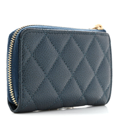 Chanel Caviar Quilted Zipped Key Holder Case Dark Blue 3 of 7