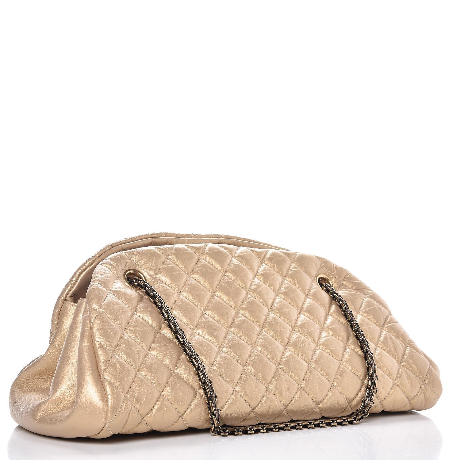 Chanel Aged Calfskin Just Mademoiselle Bowling Bag Gold 3 of 7