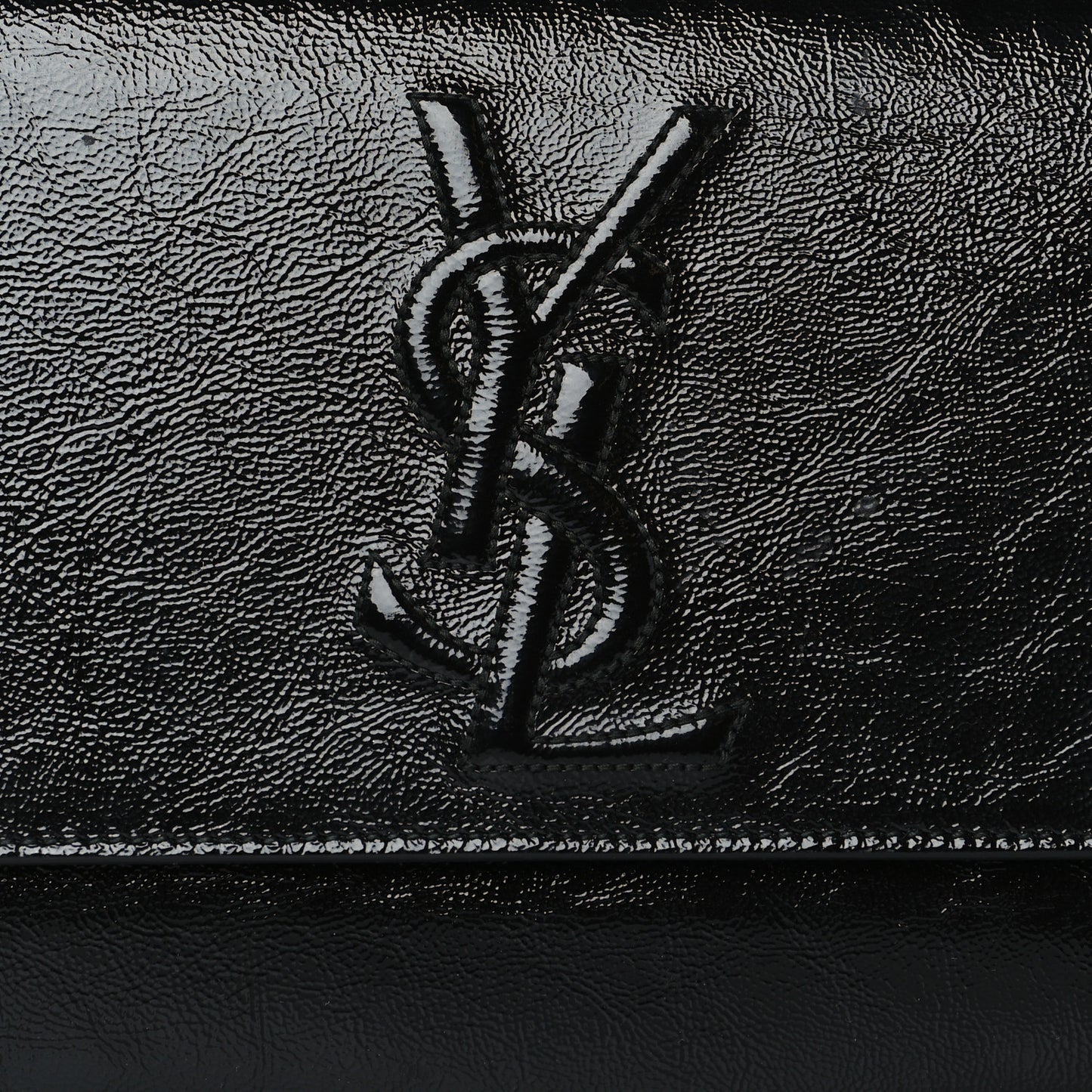 Textured Patent Monogram Large Belle De Jour Clutch Black