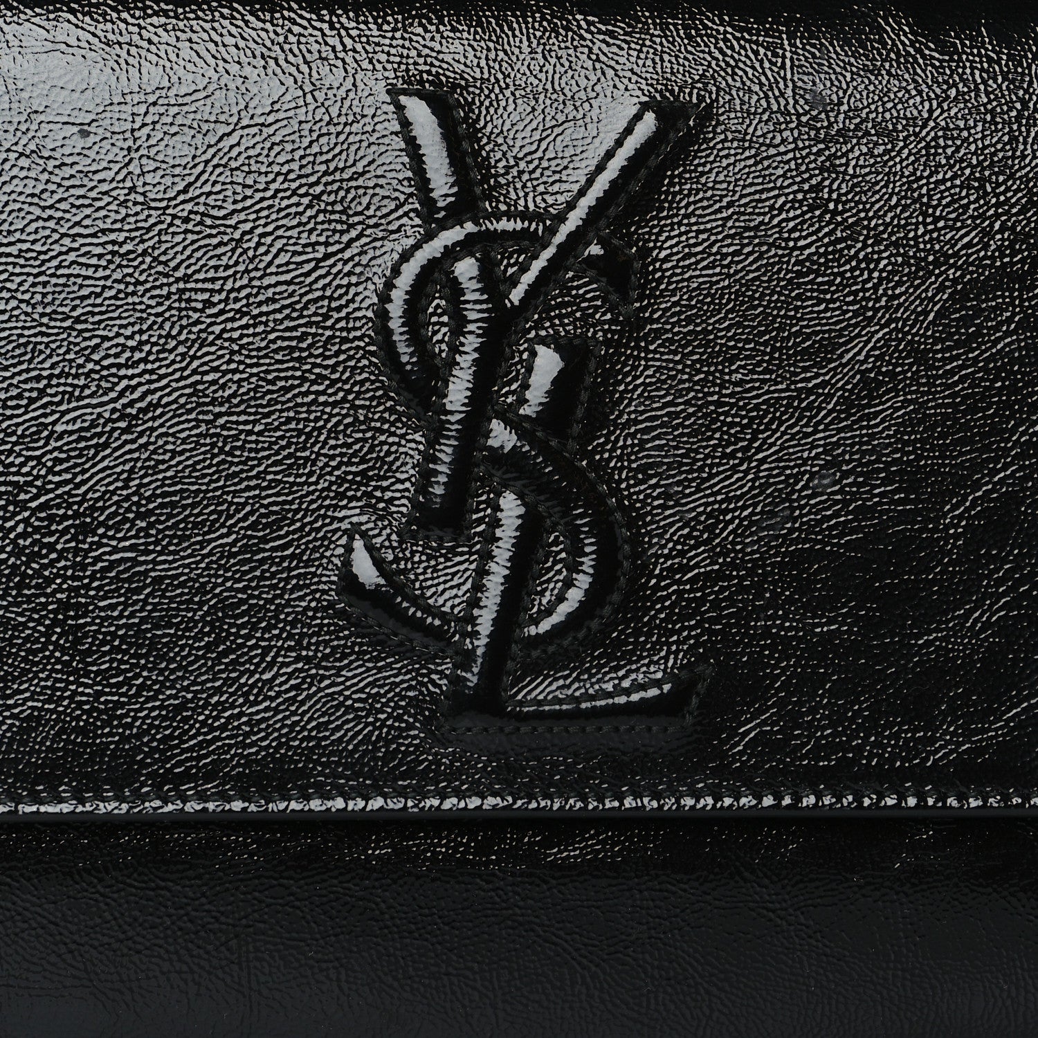 Saint Laurent Textured Patent Monogram Large Belle De Jour Clutch Black 7 of 10