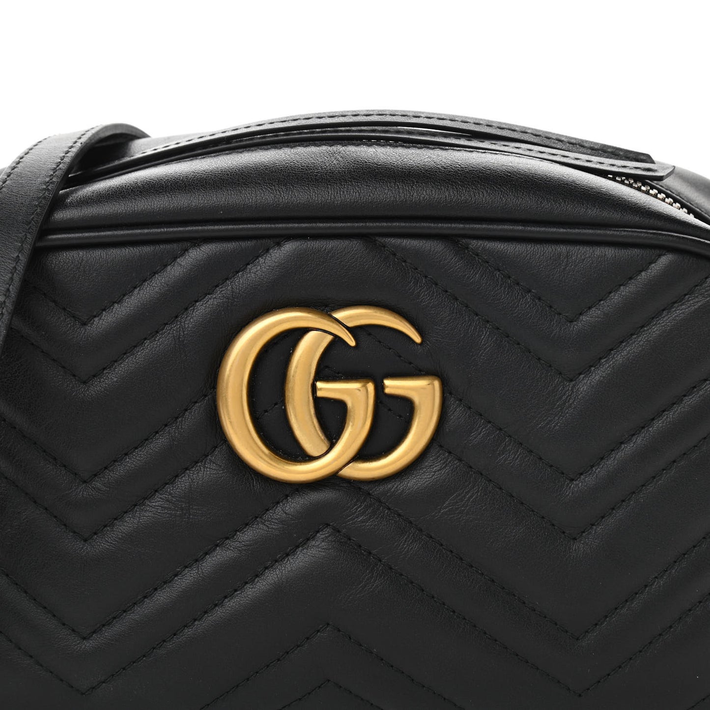 Calfskin Matelasse Small GG Marmont Chain Shoulder Bag Black