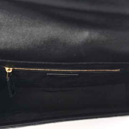 Saint Laurent Grain De Poudre Matelasse Chevron Large Monogram Satchel Black 5 of 11