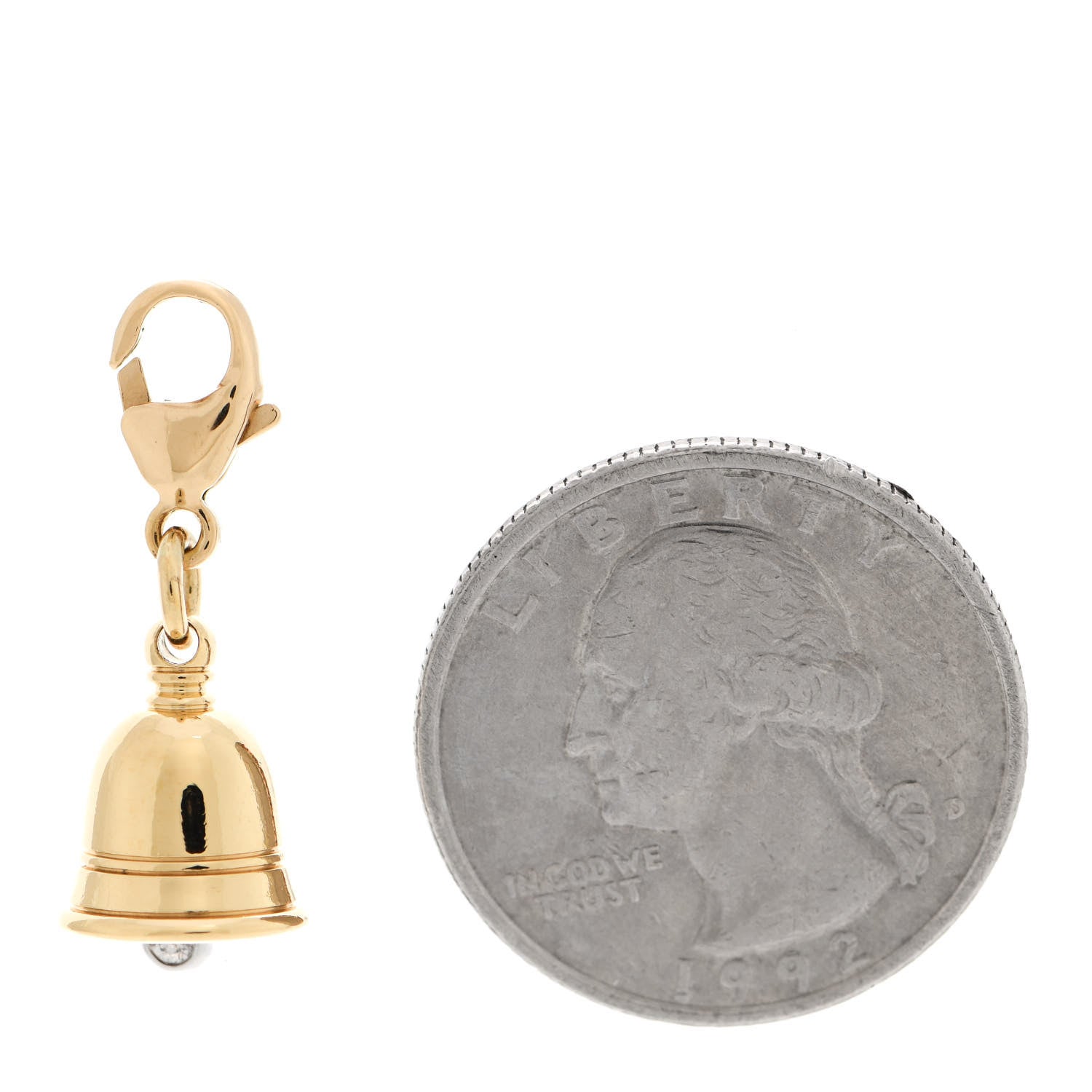 Tiffany 18K Yellow Gold Platinum Diamond Bell Charm 2 of 4