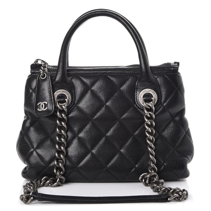 Chanel Shiny Sheepskin Quilted Small Shopping Tote Black 1 of 8