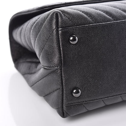Chanel Caviar Chevron Quilted Small Coco Handle Flap So Black 9 of 11