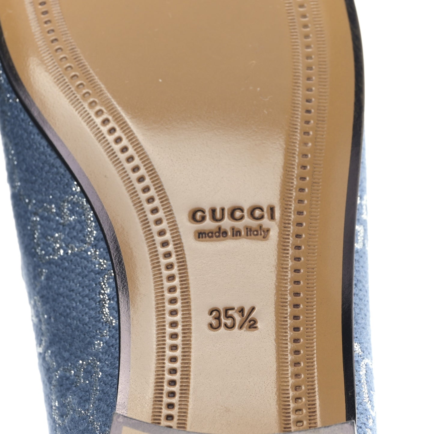 Canvas Lame GG Monogram Horsebit Womens Jordaan Loafers 35.5 Blue Silver